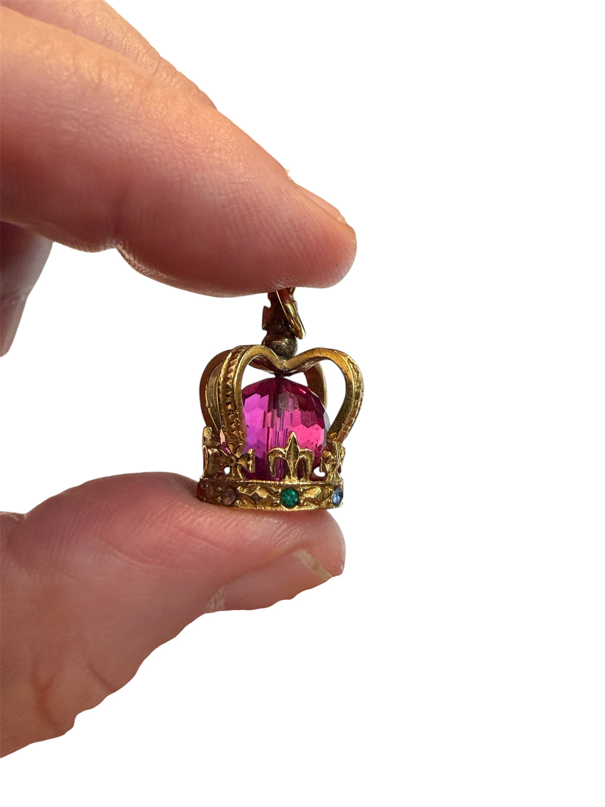 9ct vintage crown with glass stones maker AJL 5.04g