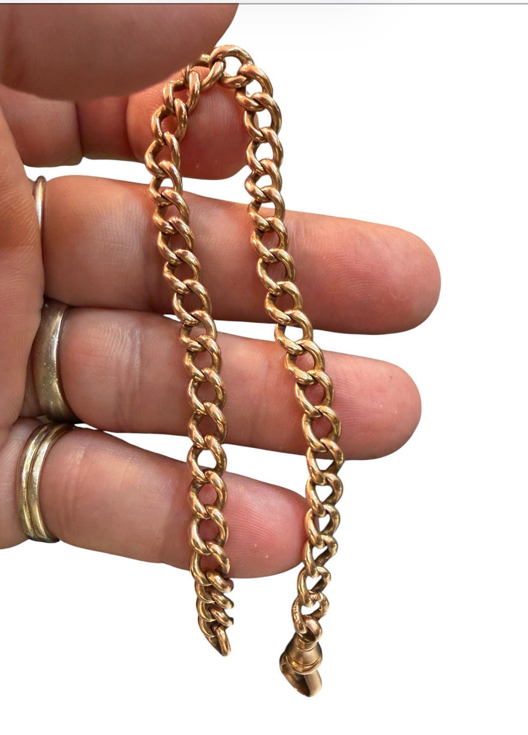 9ct antique rose gold charm bracelet 14.50g curb link