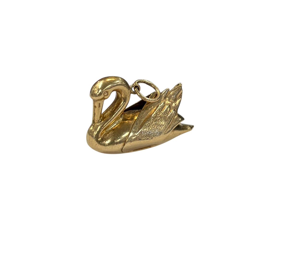 9ct vintage swan charm, large hollow