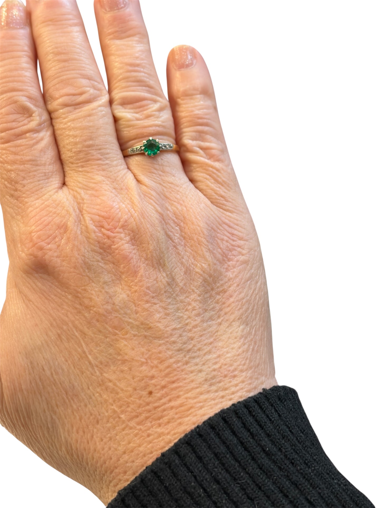 18ct antique Emerald and Diamond ring size M 1/2