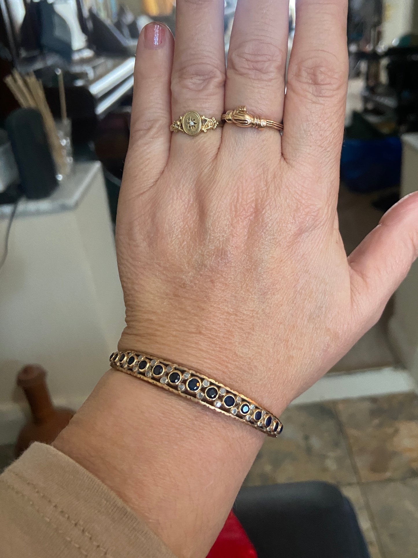 9ct 375 vintage gold sapphire and diamond bracelet circa 1974