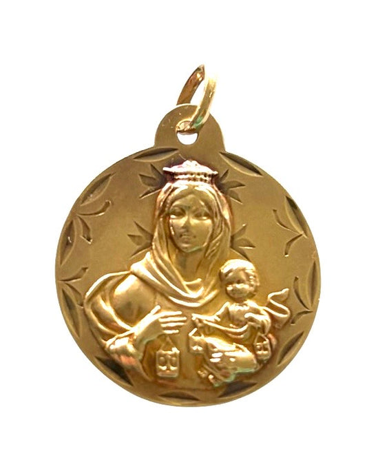 9ct vintage Mary and Jesus large  religious pendant, 4.11g