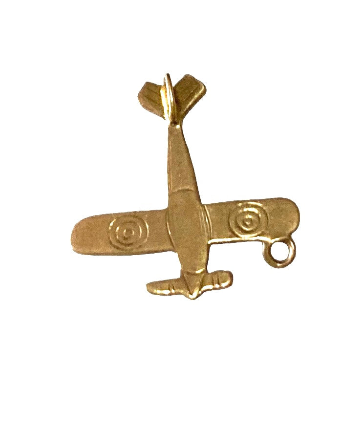 9ct vintage WW1 RAF plane charm / pendant