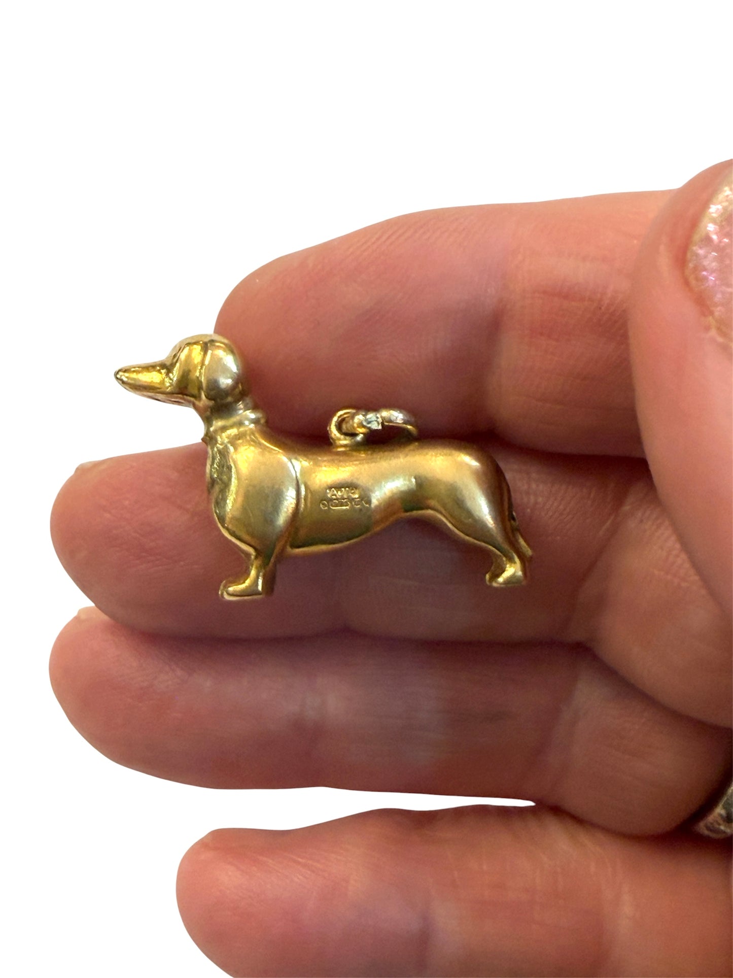 9ct vintage dachshund dog charm by AJld 1.98g circa 1967