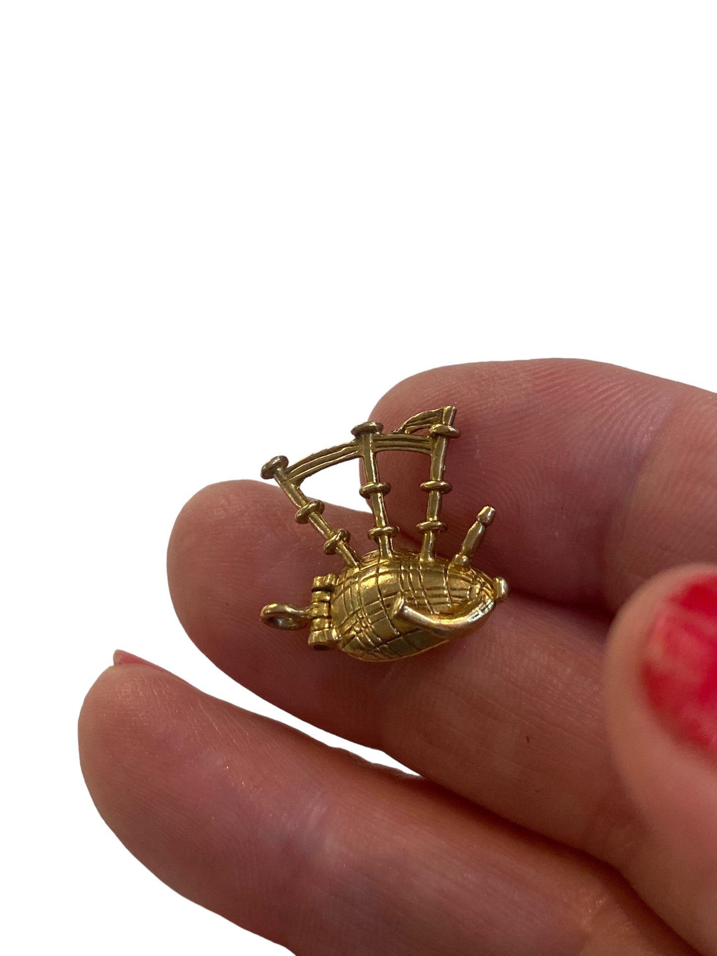 9ct vintage opening bagpipe charm with dancer inside circa 1963