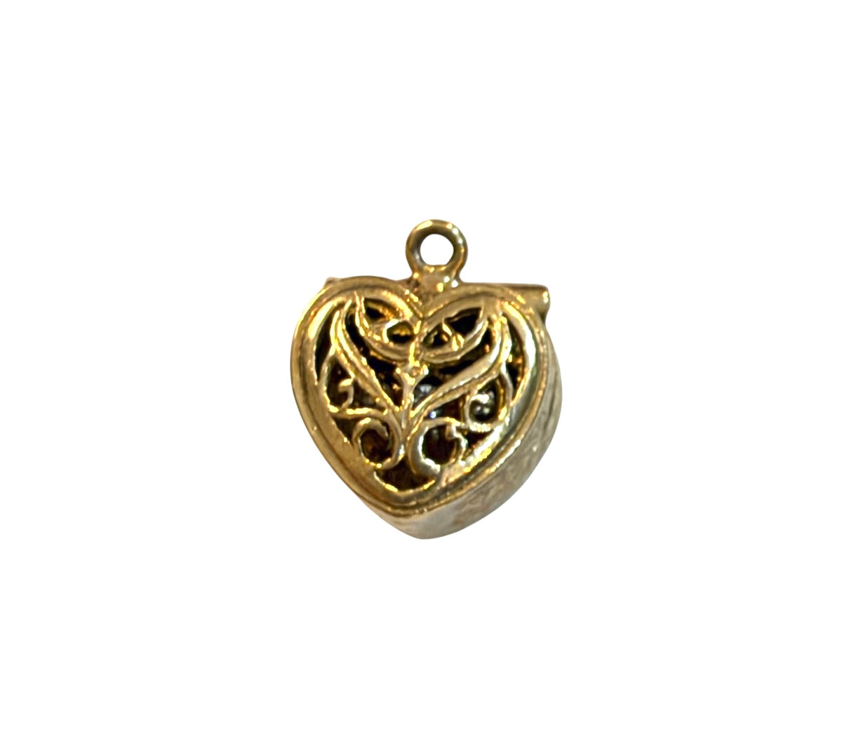 9ct vintage heart box charm, circa 1966 maker g&H 4.5g