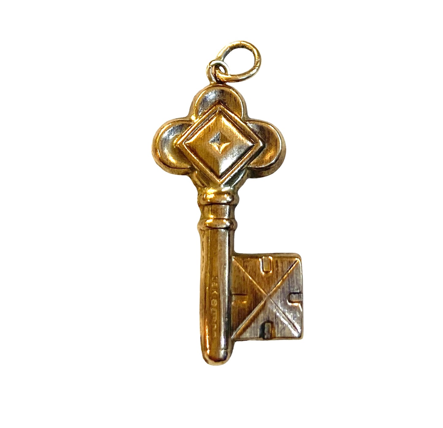 9ct vintage large key charm / pendant