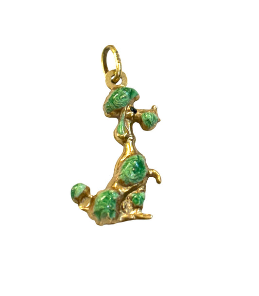 14ct 585 enamelled poodle charm, yellow gold