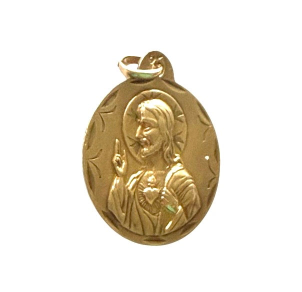 9ct vintage Mary and Jesus large  religious pendant, 4.11g