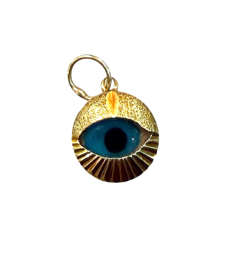 14ct 585 preowned round evil eye charm / pendant 0.65g