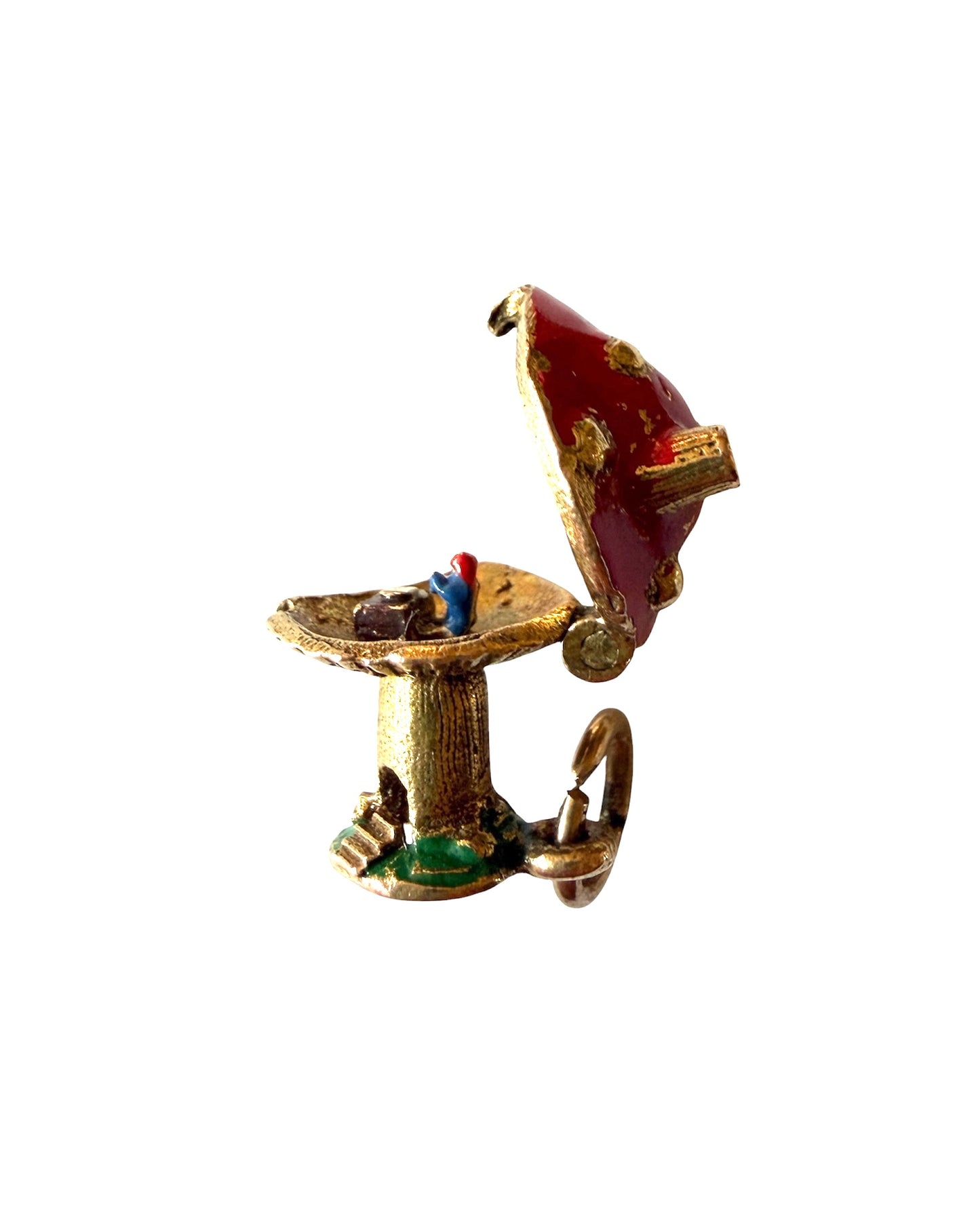 9ct vintage toad stool charm with gnome, 1963 by Georg Jensen 3.44g