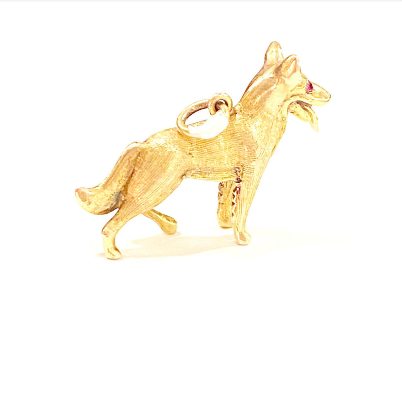 9ct vintage Alsatian/ German Shepard charm solid gold by Georg Jensen circa 1964 6.5g