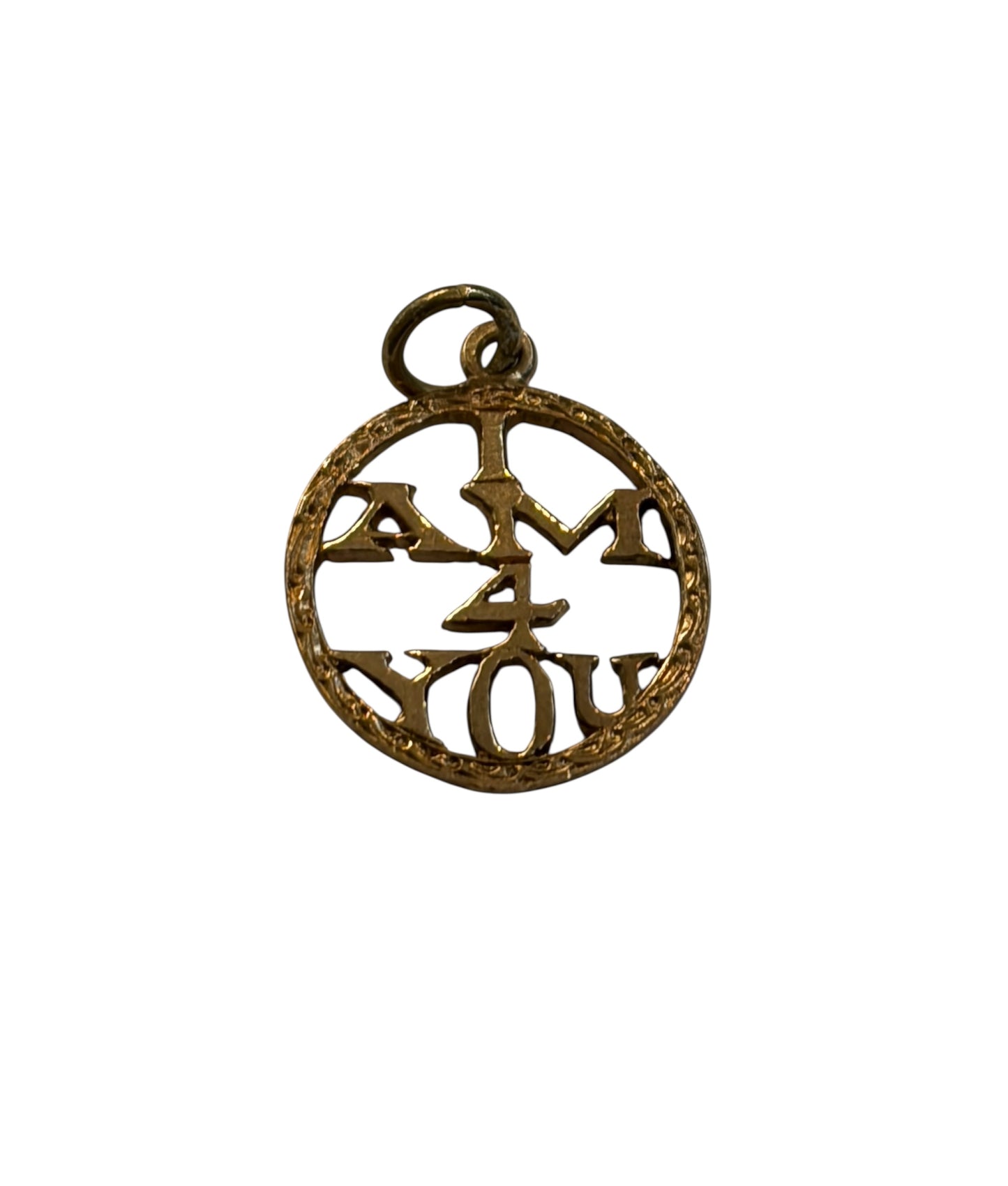 9ct vintage I am for you charm, circa 1973 London