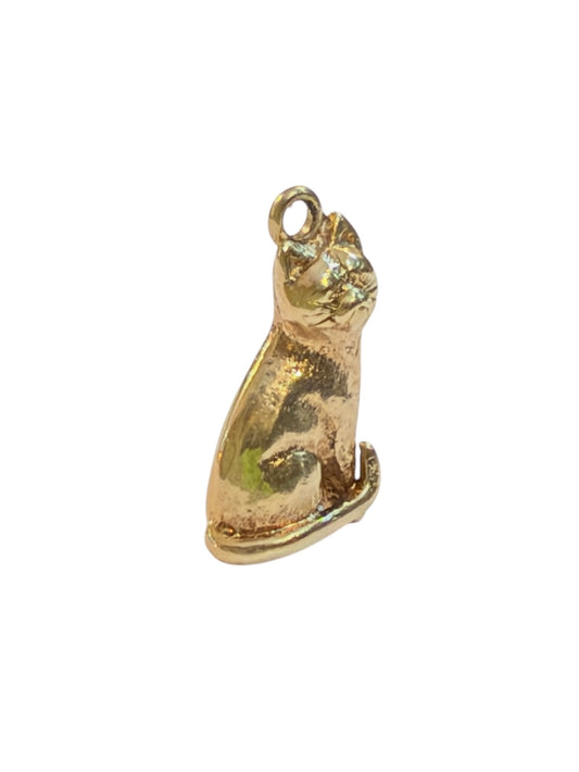 9ct vintage cat charm, small but solid, 3.30g by G&H