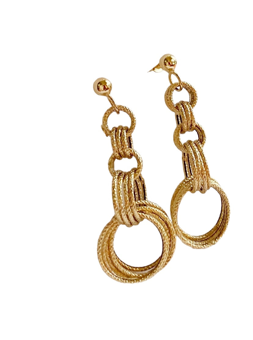 9ct 375 yellow gold pre loved Dangle/ drop earrings