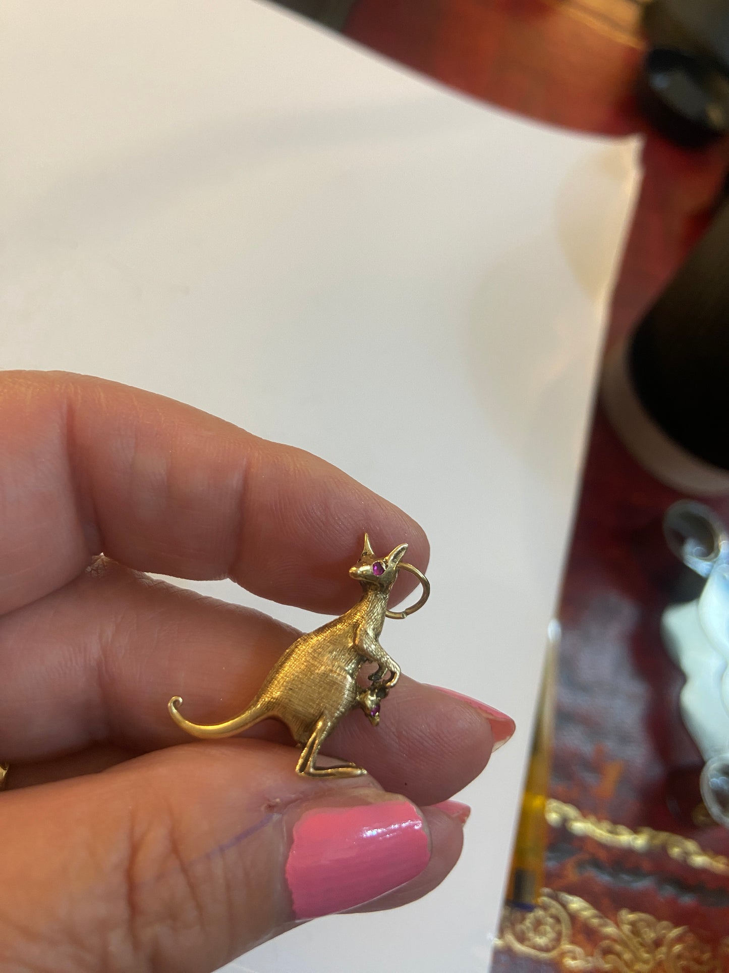 9ct vintage kangaroo and kid charm by Georg Jensen