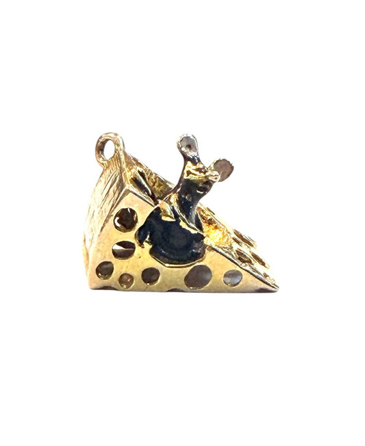 9ct vintage mouse and cheese charm circa 1969