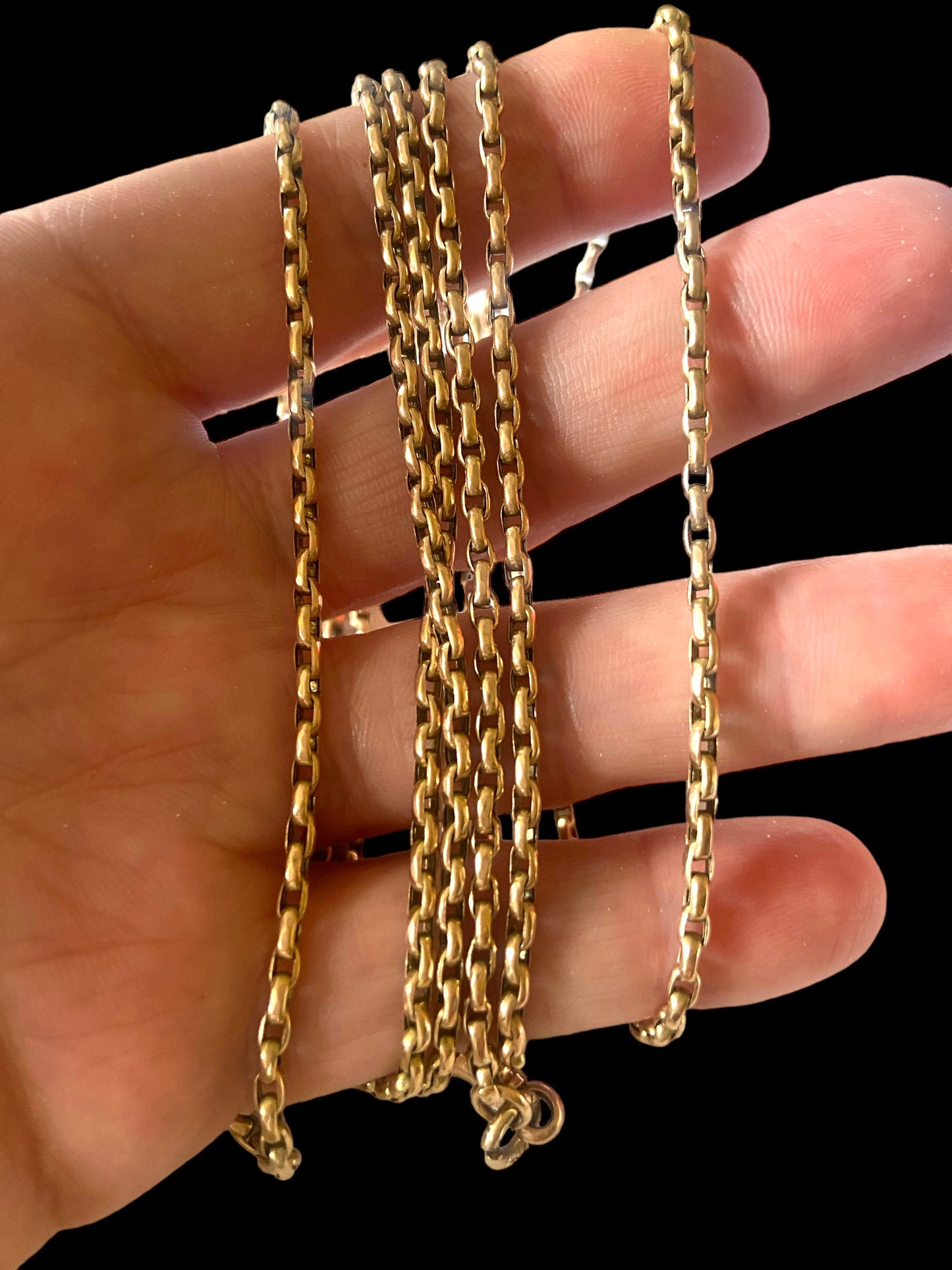 9ct vintage rose gold long guard chain 60 inches (153 cm) 23 grams