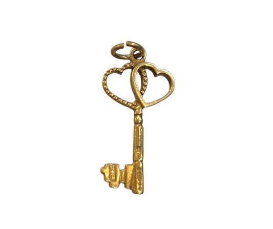 9ct vintage love heart key signed  'CHIM' By AJld circa London 1974