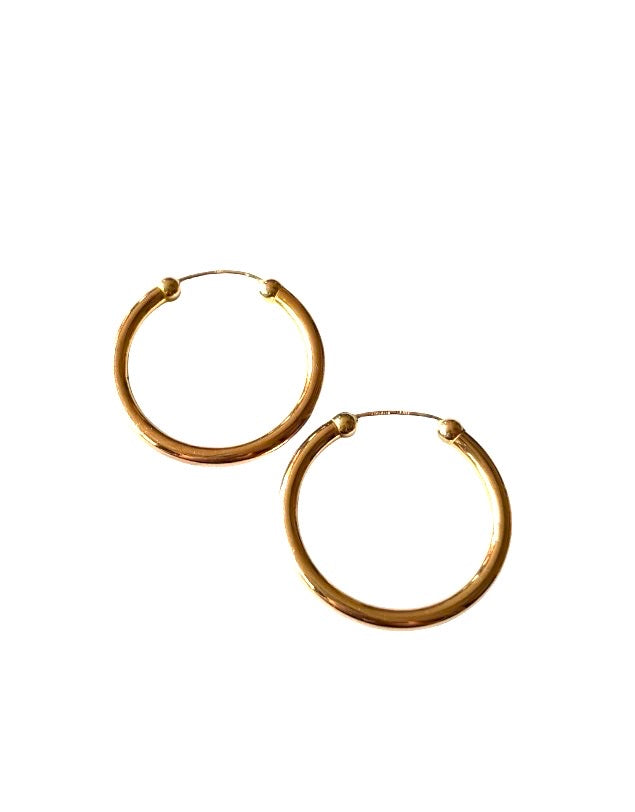 9ct vintage pre owned plain hoop earrings 2.58g