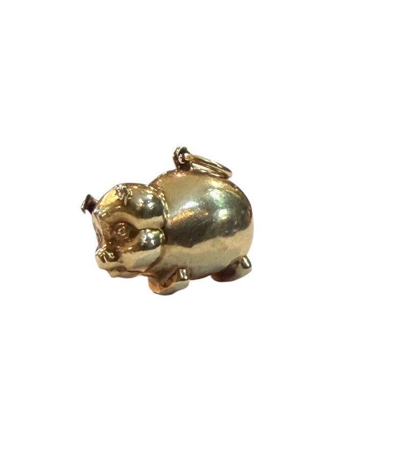 9ct vintage pig charm, circa 1979 by WHC 1.48g Hollow.