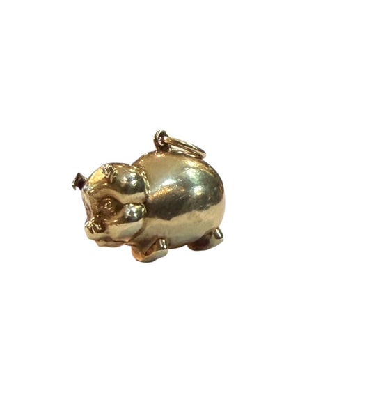 9ct vintage pig charm, circa 1979 by WHC 1.48g Hollow.