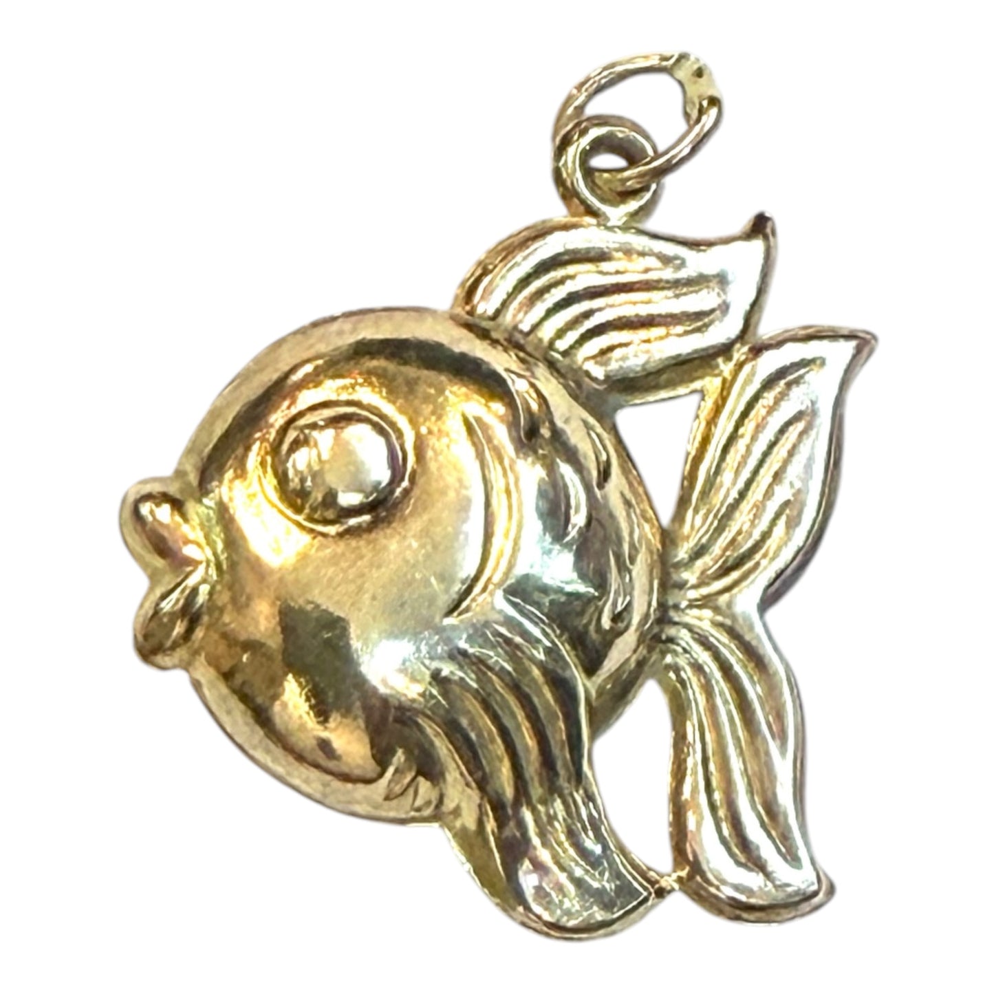 9ct vintage fish charm. hollow 1.2g circa 1987 London