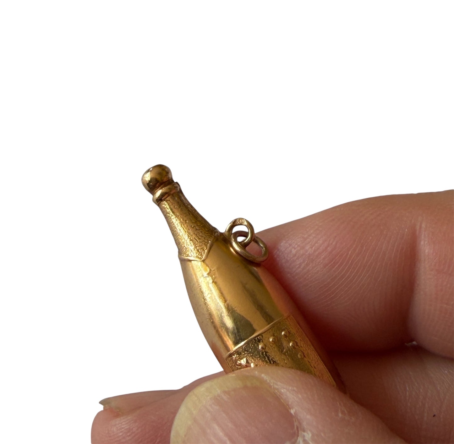 18ct vintage large champagne bottle charm / pendant