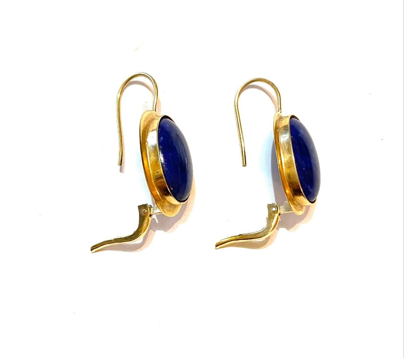 14ct 585 pre owned large lapis lazuli drop earrings