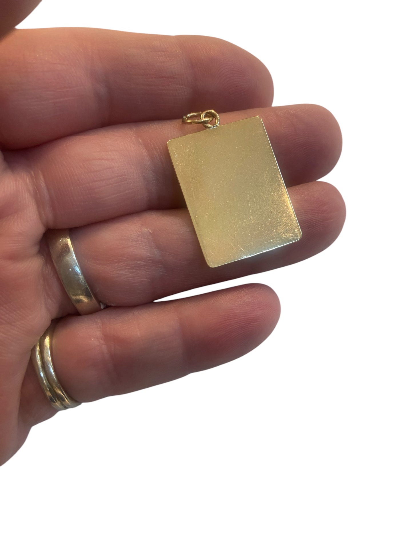 9ct vintage plain pendant / charm. circa 1973