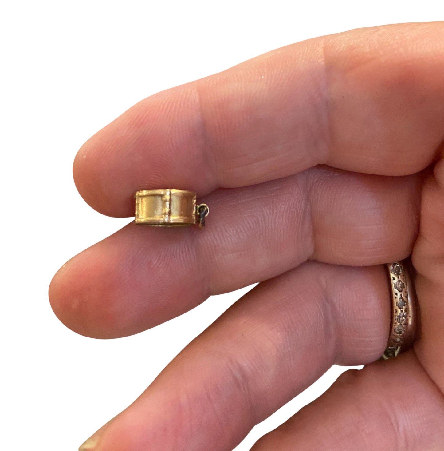 9ct vintage small drum charm circa 1959 by cropp and farr