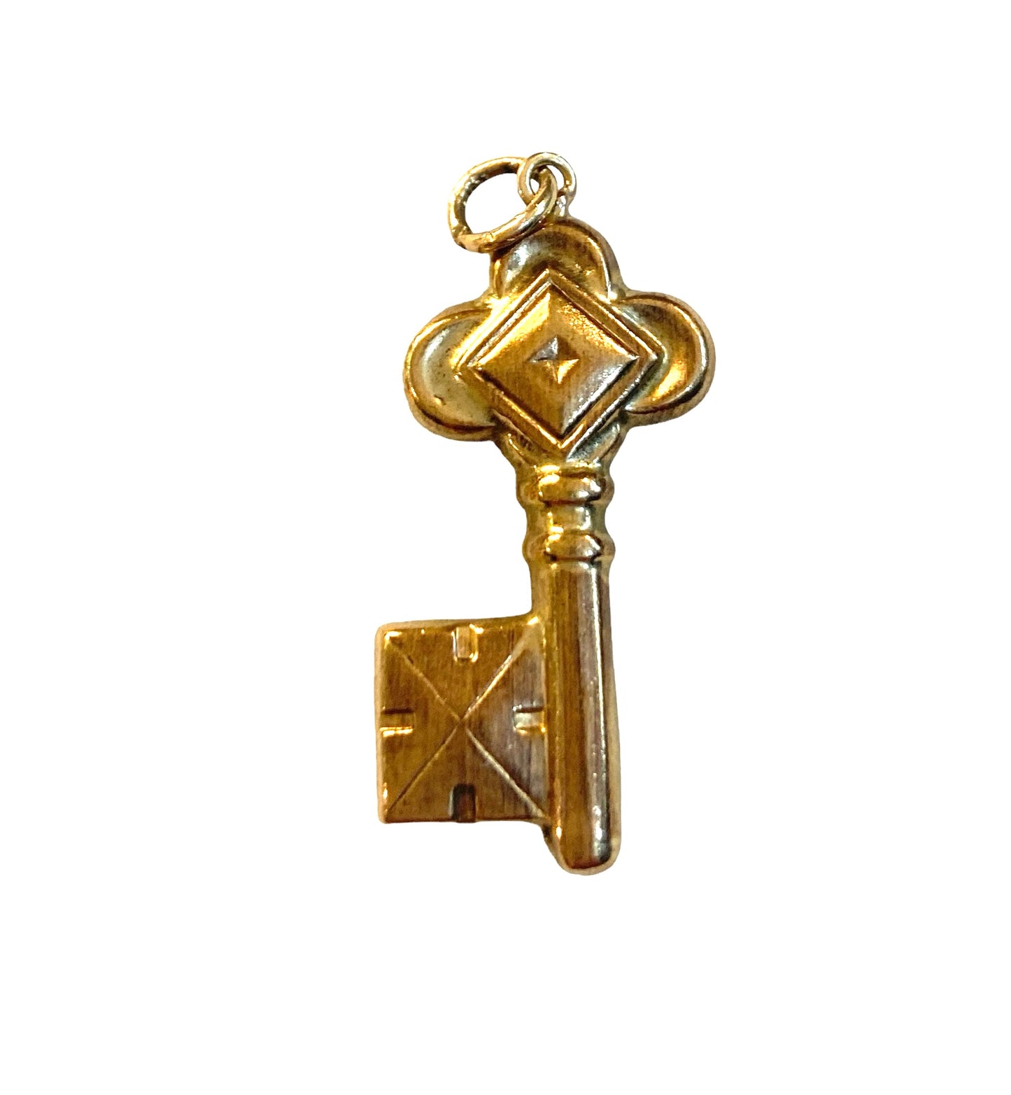 9ct vintage large key charm / pendant