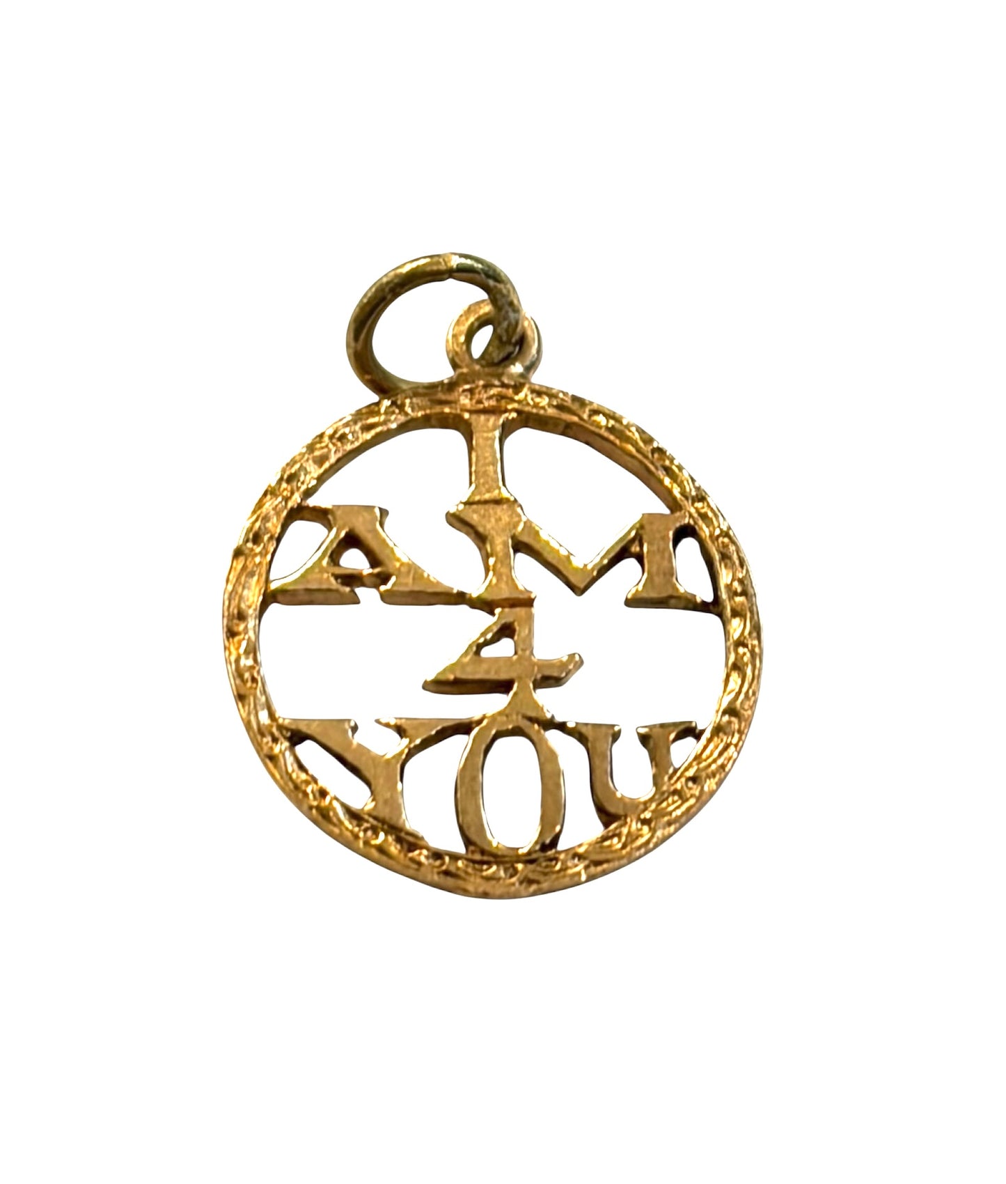 9ct vintage I am for you charm, circa 1973 London