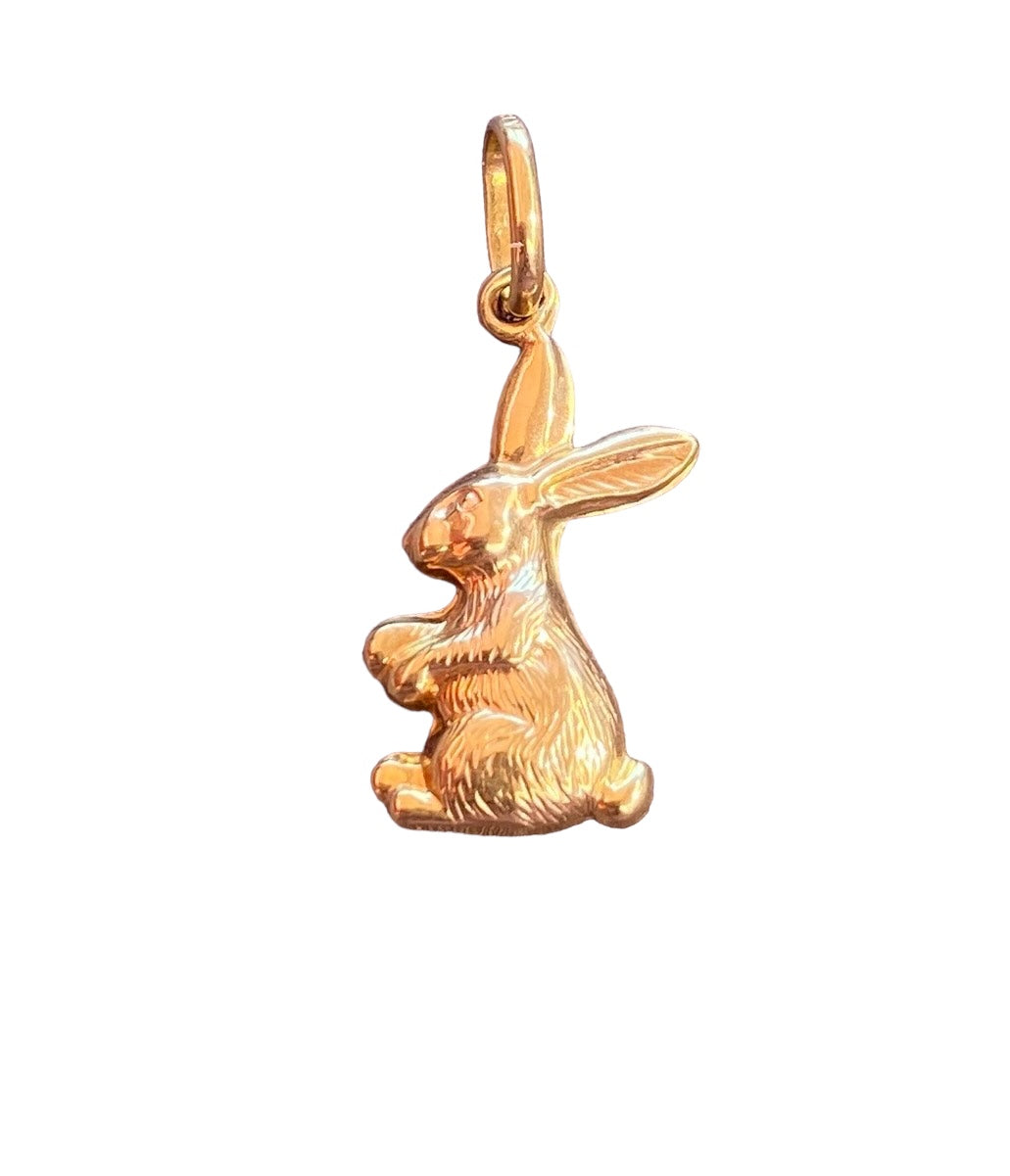 9ct yellow gold rabbit / hare charm. Hollow