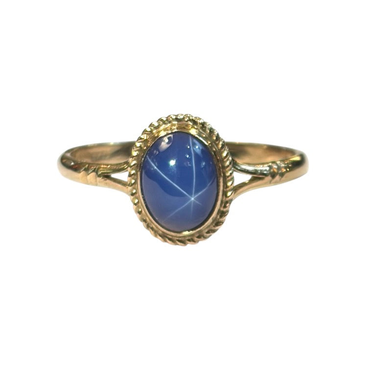 9ct vintage linde star sapphire ring size O circa 1978