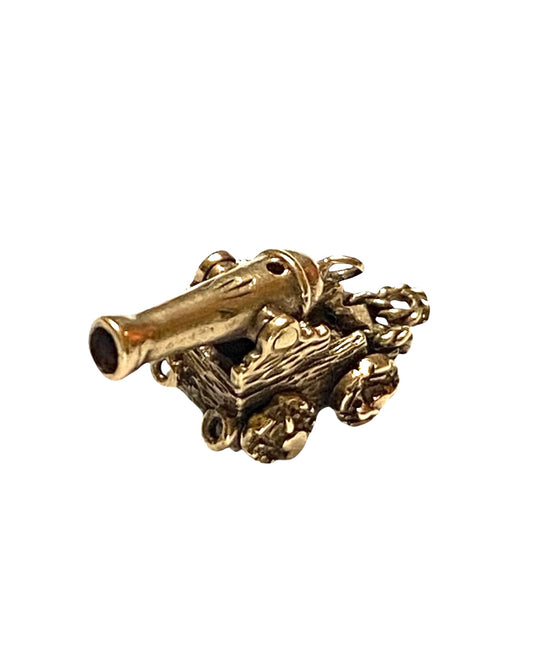 9ct vintage cannon charm. articulated