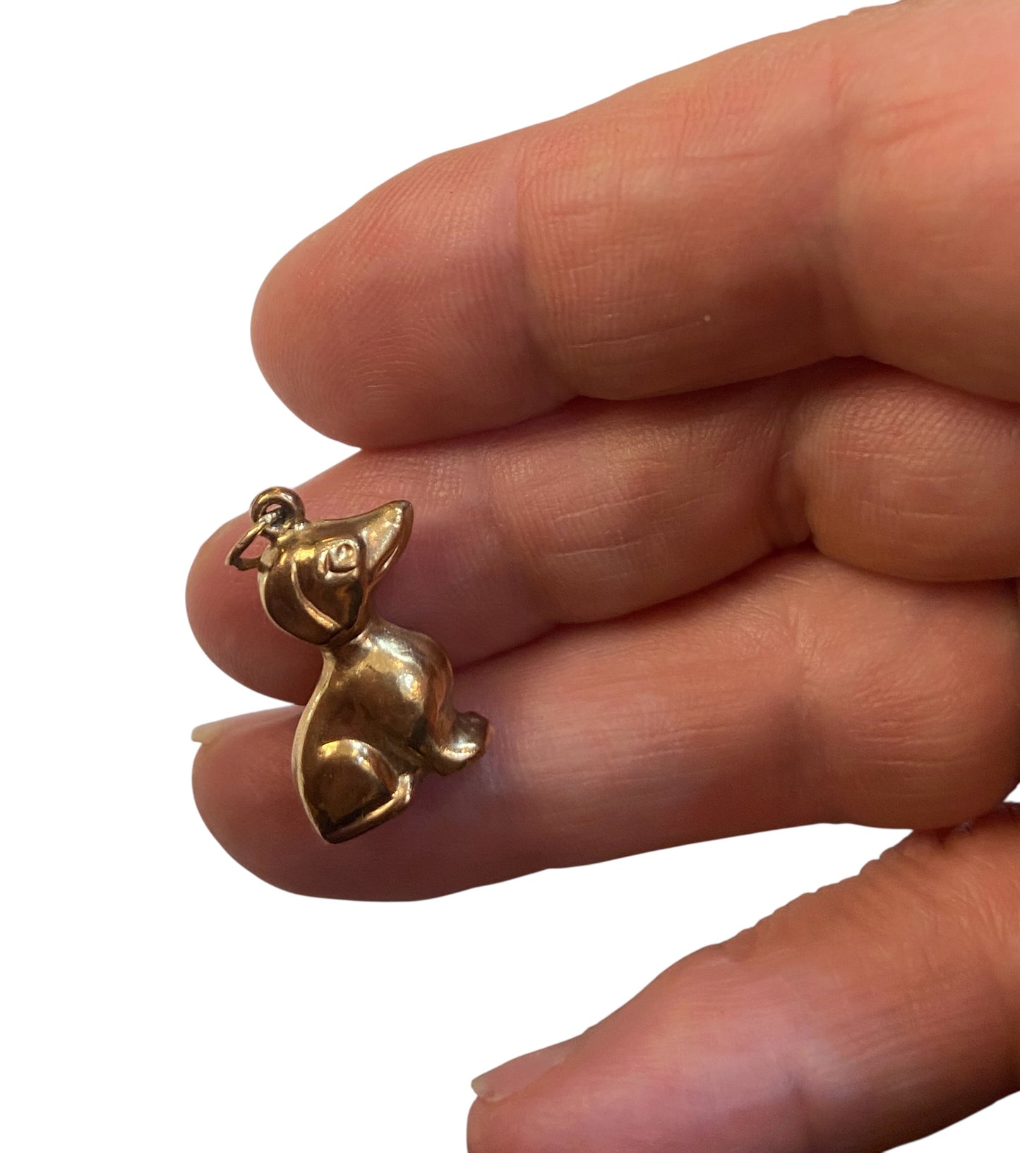 9ct vintage puppy dog charm circa 1966 London maker FM