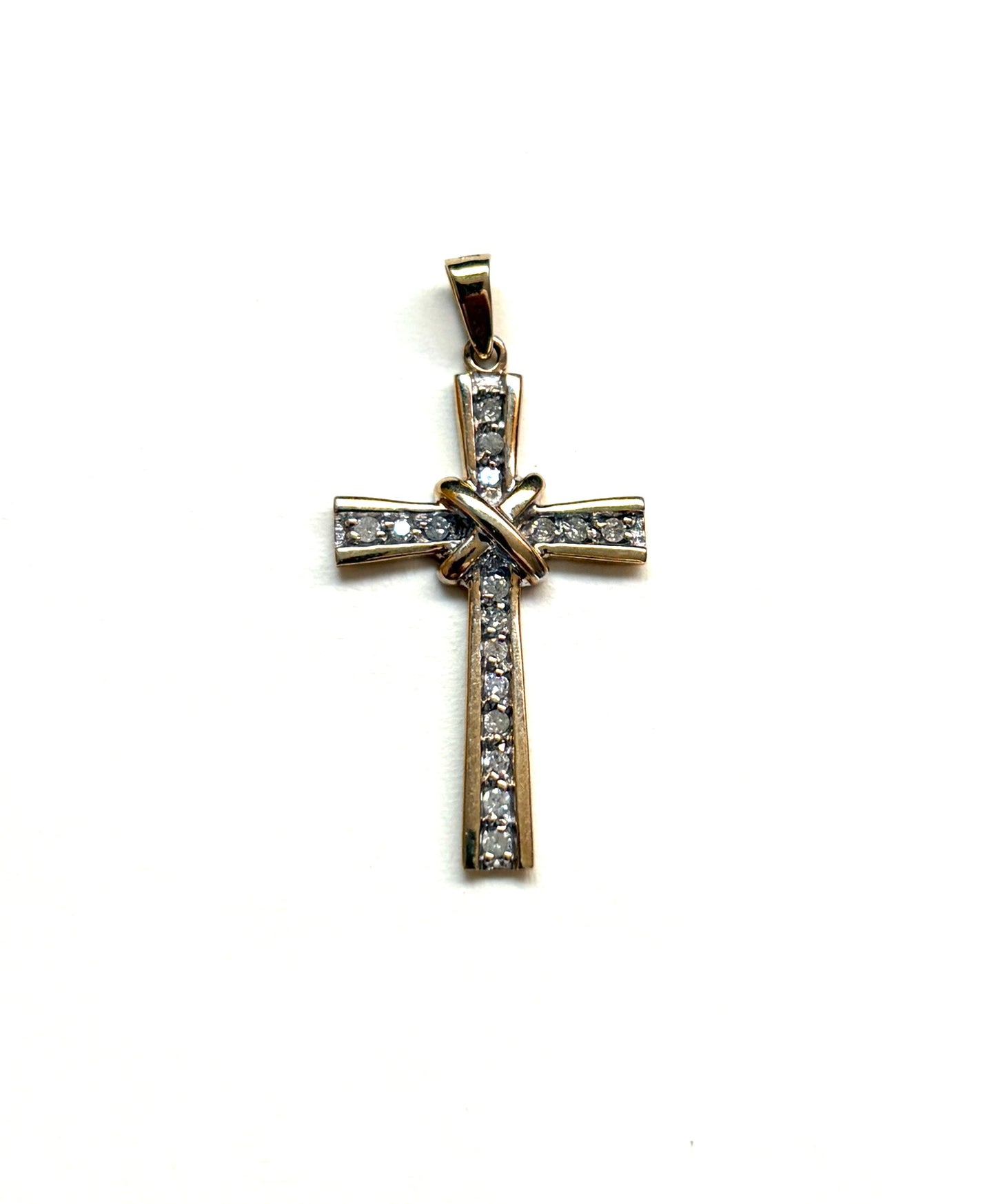 9ct vintage diamond cross 0.25ct diamonds maker SG
