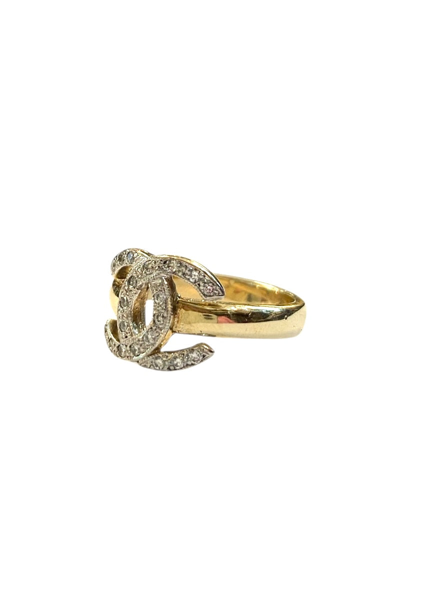 9ct vintage / pre owned C C  ring with diamonds size L1/2