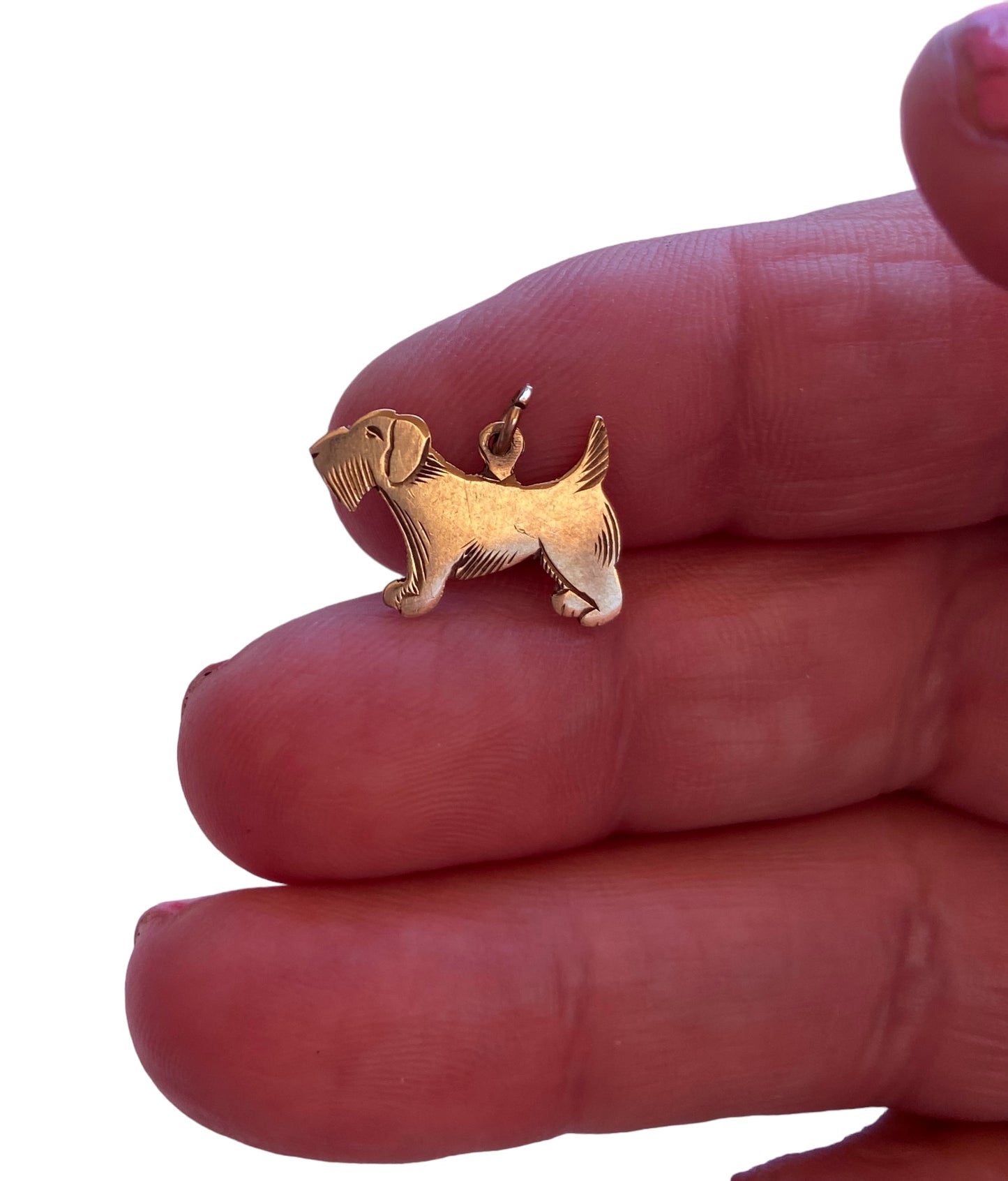 9ct vintage scottie charm. westie dog.