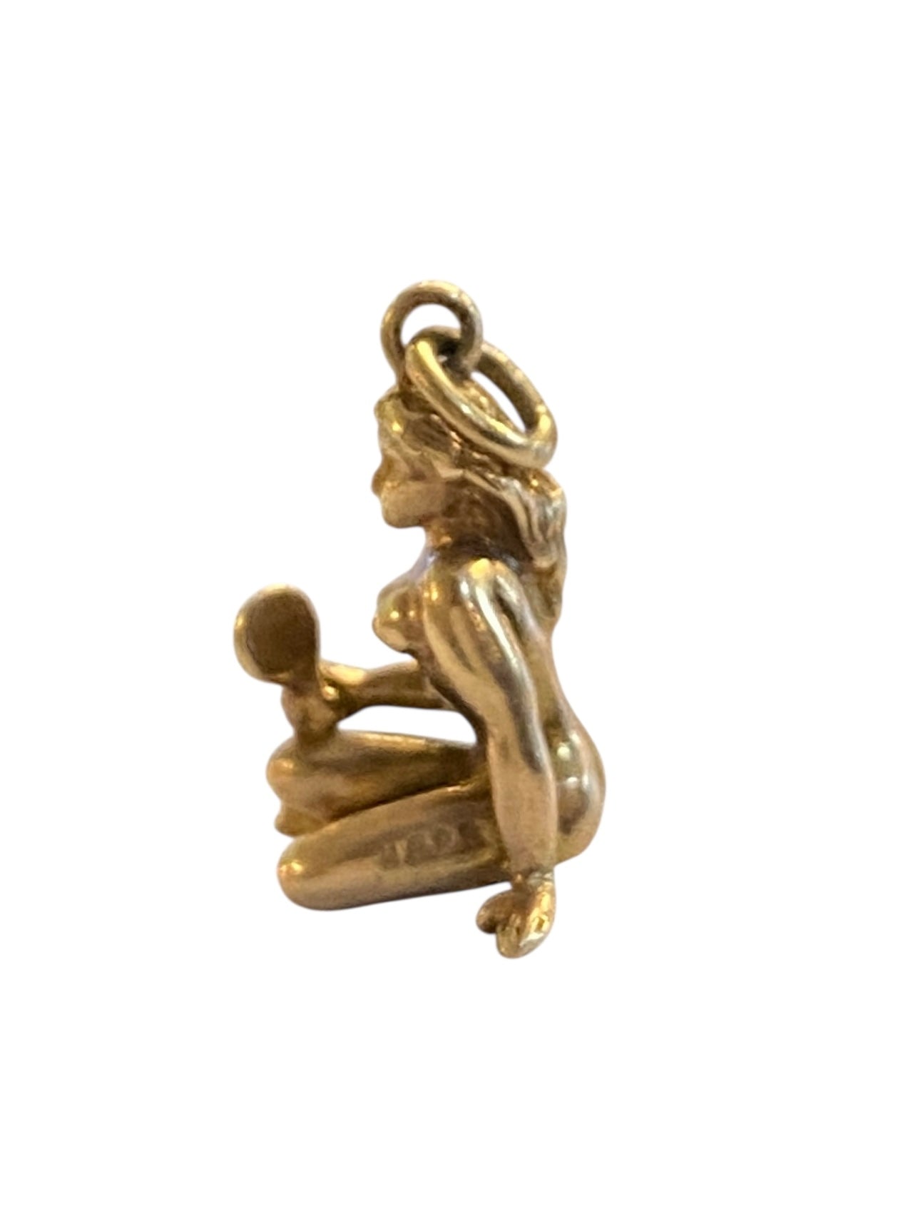 9ct vintage nude lady charm with mirror