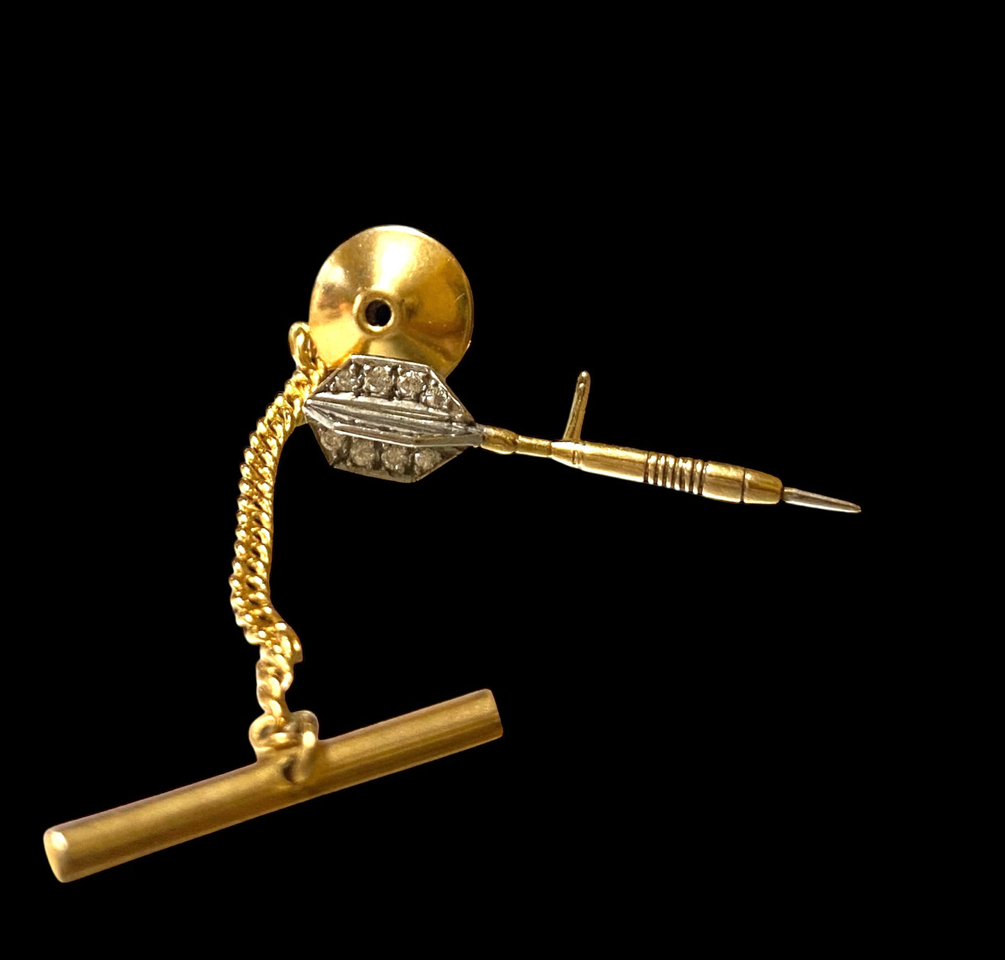 9ct vintage diamond dart tie pin. circa 1985