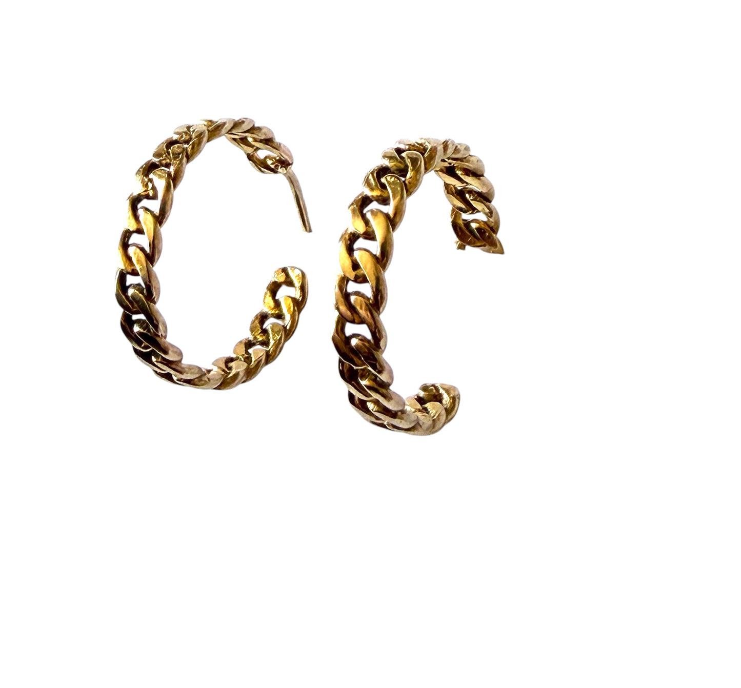 9ct vintage curb link hoop earrings 3.30g for pierced ears