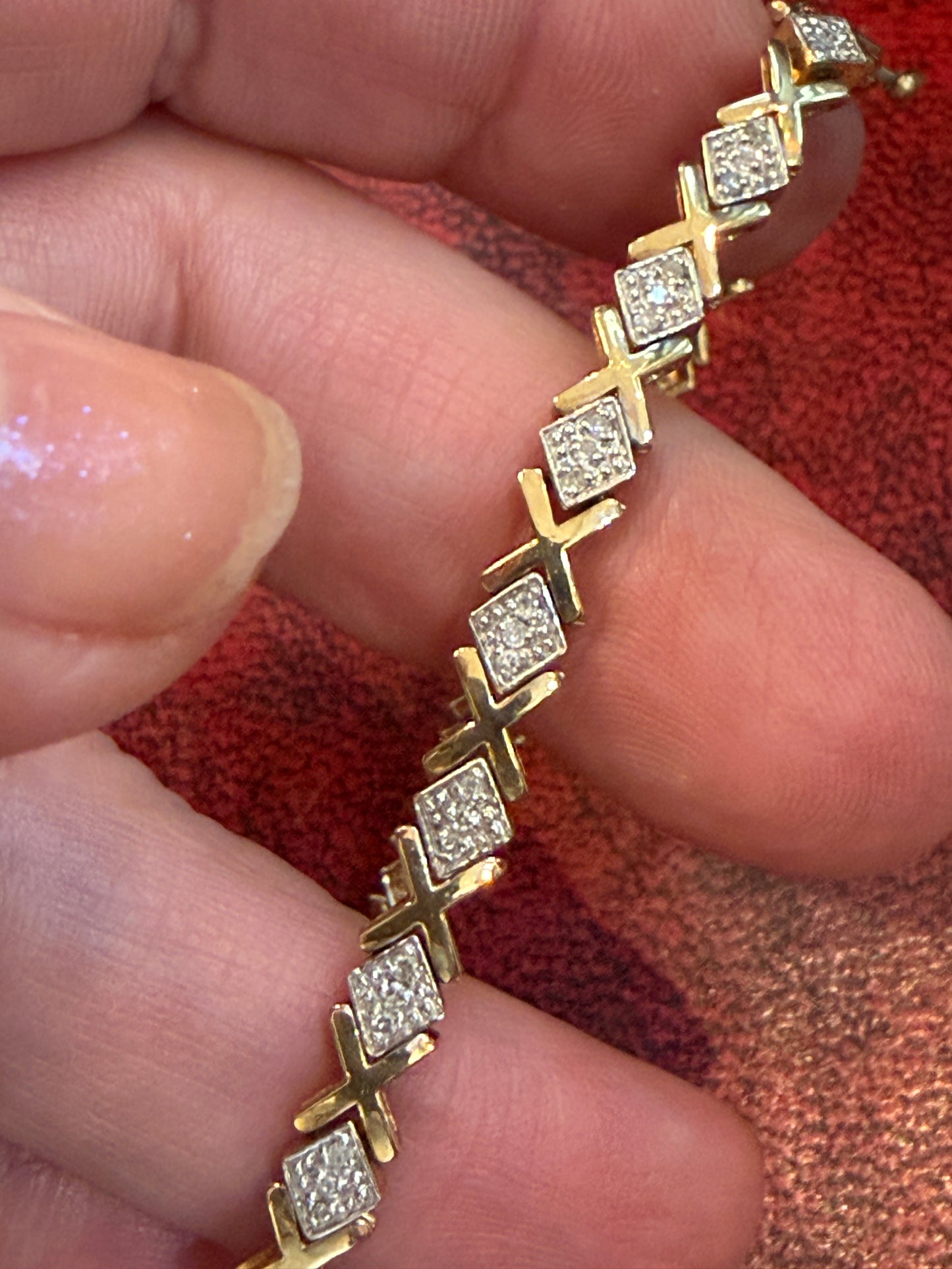 9ct vintage diamond bracelet, tennisbracelet 0.40ct diam, 7 inches