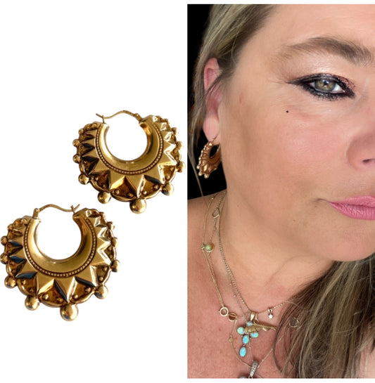 9ct vintage large creole style earrings 4.4g