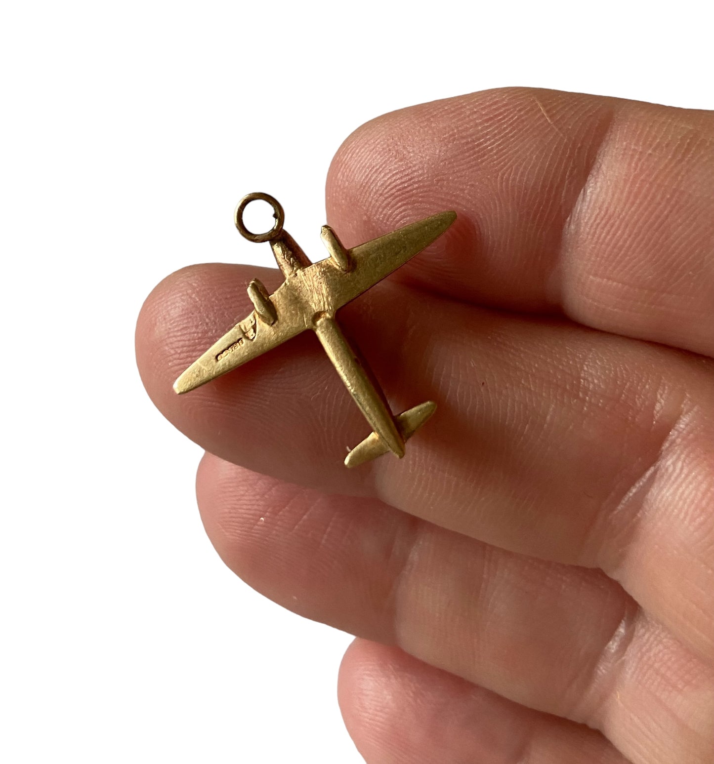 9ct vintage plane charm / pendant circa 1992 yellow gold