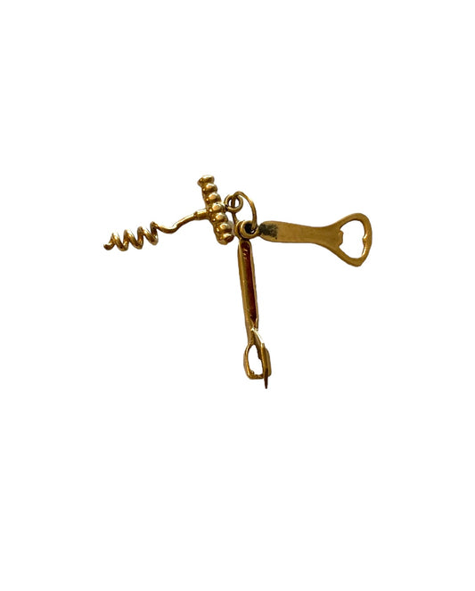 9ct vintage corkscrew charm with can opener and bottle opener circa 1967