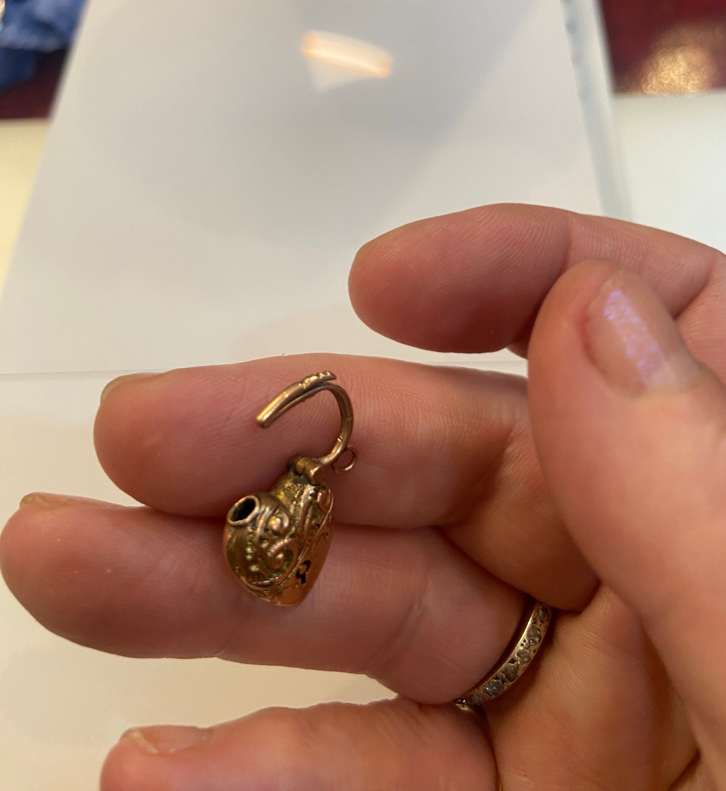 9ct antique rose gold padlock charm, circa 1920s