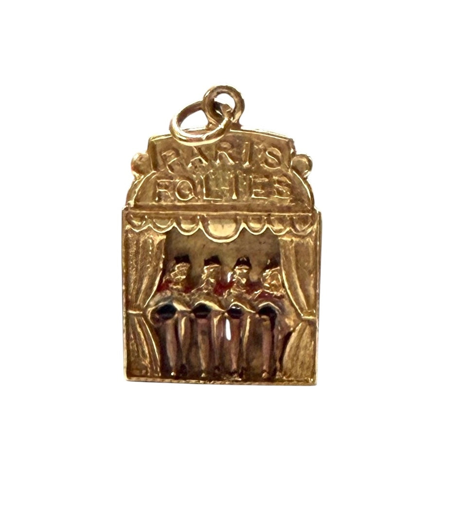 9ct vintage cancan girls charm, articulated circa London 1974 4.17g