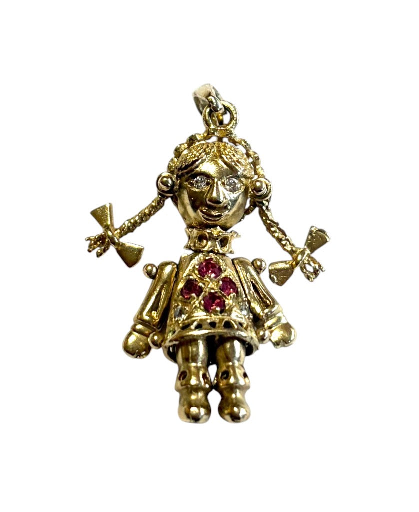 9ct vintage doll charm / pendant   9ct rug rat charm articulated